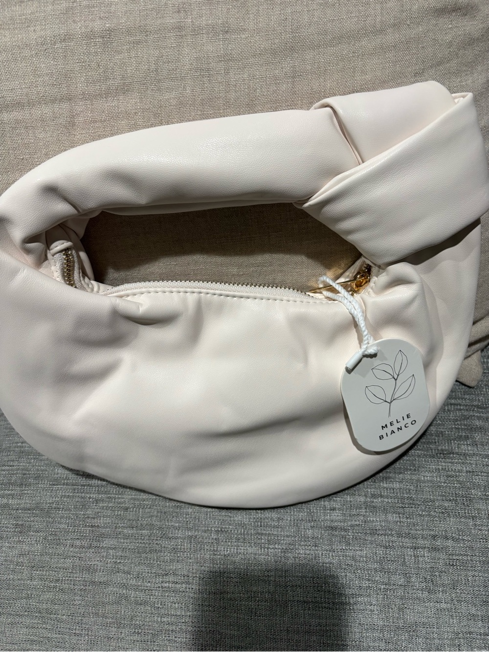 Melie Bianco Soft Padded Mini Shoulder Bag in Cream